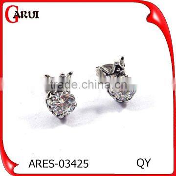 Black stainless steel stud earrings crystal jewelry earrings