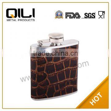 3oz promotional wholesale lether business special hip flask