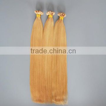 U V I flat tip blonde hair extension bundles