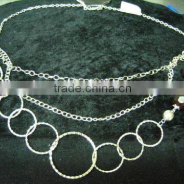 METAL CHAIN LONG CHEST LENGTH NECKLACE, PLASTIC BEADS