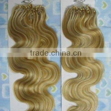 Wholesale Super Top Quality Micro Loop Ring Hair Extensions / Wavy Human Hair Extension