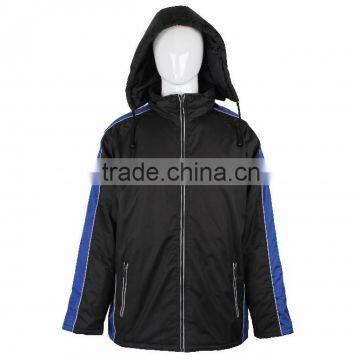 Men's custom100%polyester padded winter jacket with hoody