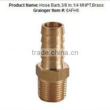 Brass Hose Barb,3/8 In,1/4 MNPT,Brass fitting