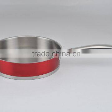 [BSCI Member] Open Frypan color transparent coating cookware LFGB waterless capsuled induction bottom