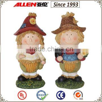 7.5 inch two resin standing cute boy&girl corn figurins for Thanksgiving ornaments