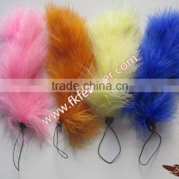 Wholesale Cheap Marabou Turkey Feather String Doll Keychain And Feather String Doall Characters For Decorations