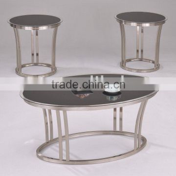 Modern Coffee Table Set/ Metal Tempered Glass Morden Coffee Table and End Table