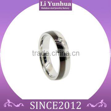 Stainless steel jewellery Diamond ring with CZ stone & PVD plating