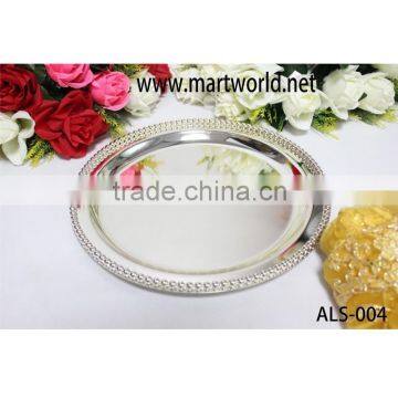 Durable wedding plate,decorative silver color metal meterial wedding plate for wedding decoration(ALS-004)