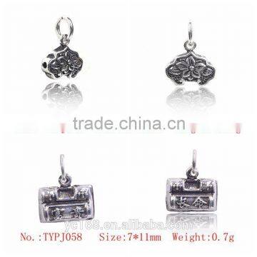 Yiwu Direct Happy Longlife Lock Shaped Thai Silver Charms Beads For Jewelry Making Supplies photo-2