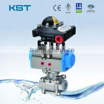 Pneumatic Actuator 3PC Thread Ball Valve With Limit Switch Box