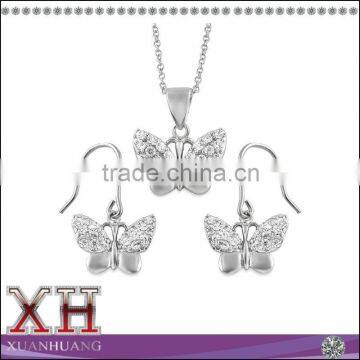 Fineness Butterfly Cubic Zirconia Sterling Silver Necklace and Earring Set