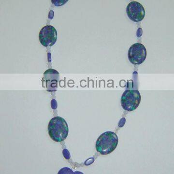 Necklace azurite oval beads necklace jewelry