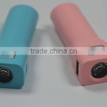 Plastic torch led light 18650 cell single power bank 2600mah