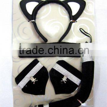 Party cat ears headband & Cuffs & Collar & Tail set party cat outfit