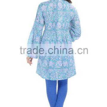 Cotton Hand Block Printed Women TopFashionable Women Kurtis Handmade Tunic Kurtis Blouse photo-2