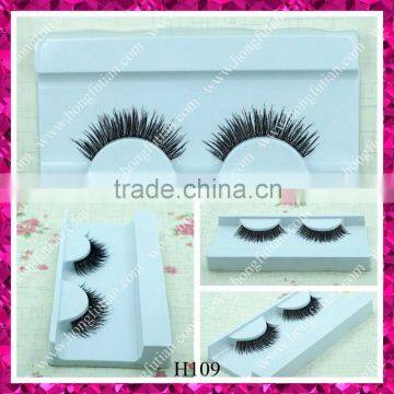 Hand made human hair strip false eyelshes