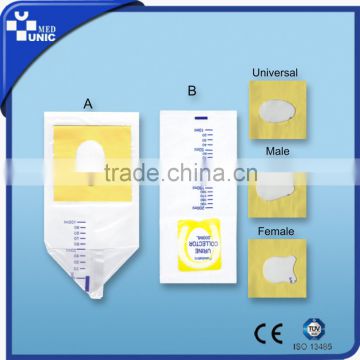 Disposable pediatric urine collection bag