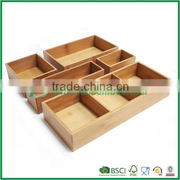 Space saving bamboo divided drawer organizer set