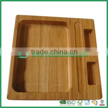 Bamboo food plate with chopstick holder