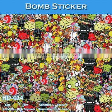 HD-014 CARLIKE Air Free Colored Printing Car Bomb Sticker For Car Body Sticker Design