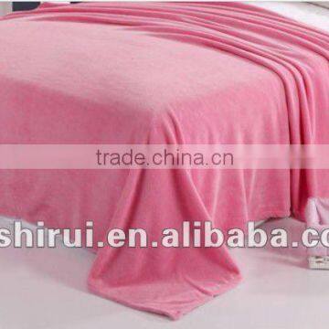 full or curmeried availbale plain coral fleece blanket for home/travel