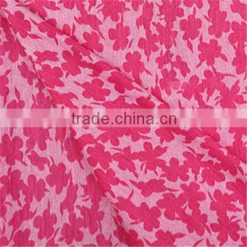 2015 Esse Textile knitted fabric T/R fabric red flower burnout fabric for garment