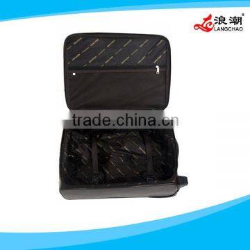 China Factory Brown Color Two Wheel Carry on Luggage Bag With Duffel Bag