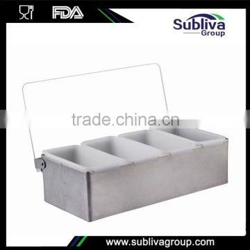 4 Compartment Stainless Steel Condiment Dispenser, Condiment Holder