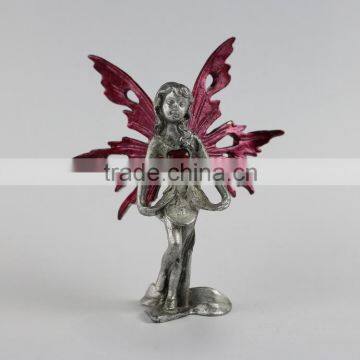 Pewter fairy figurine with heart stone