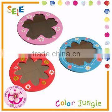 Flower pattern wooden compact one way mirror,small hand mirrors