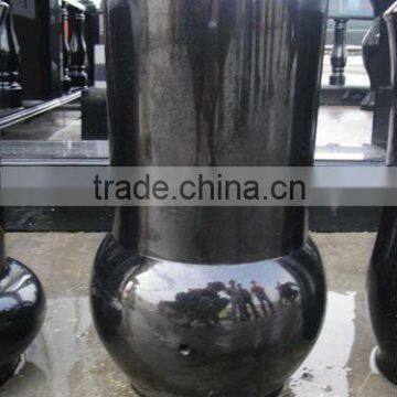 black granite cemetery vase