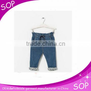 trendy baby denim designed girls long pants plain jeans