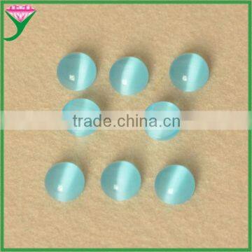 HS-25 color half round cabochons flat bottom light blue man-made glass cat eye for pendant