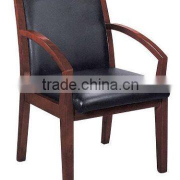 Soft leather red wood office arm chair HE-157