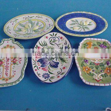 ceramic handpainted plate, embossed handpainted plate