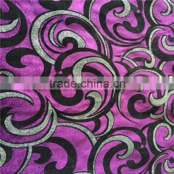 100%polyester upholstery home textile flock with metallic on velour velvet