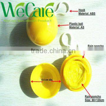 Disposable PE plastic yellow raincoat package in the ball