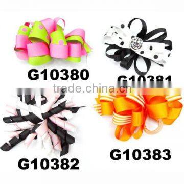 wholesale grosgrain ribbon curly hair bows for girls