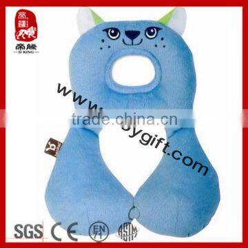 2014 new product soft baby toy stuffed animal toys plush blue cat baby travel neck pillow