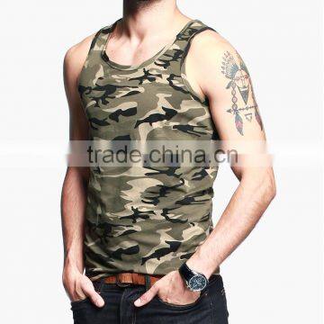 New Fashion Custom Print Cotton Spandex Camouflage Tank Top for Men