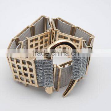 alloy buckle belt for lady new design eco-friendly material elastic rayon PU belt making machine factory wholesale