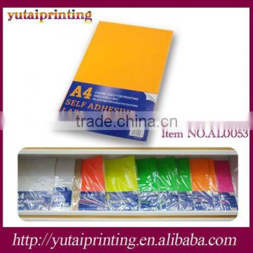 A4 size colored adhesive label sticker printing