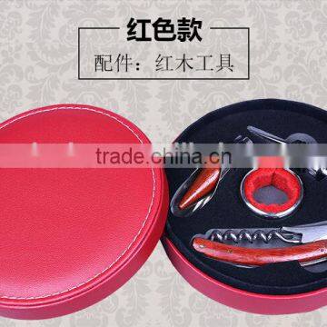 Promotional Wine Bottle Leather Holder Wine Bottle Carrier Gift Box For Single Bottle With Wine Tool Set, Black Color photo-4