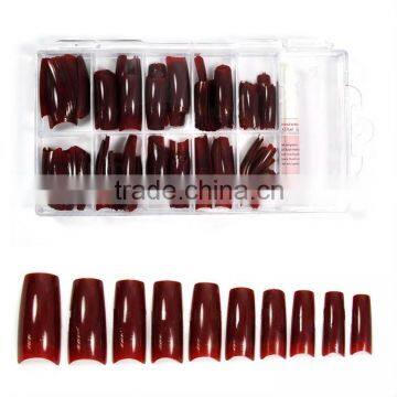 100x Color Acrylic French False Nail Half Tips Box -Brick Brown HN020