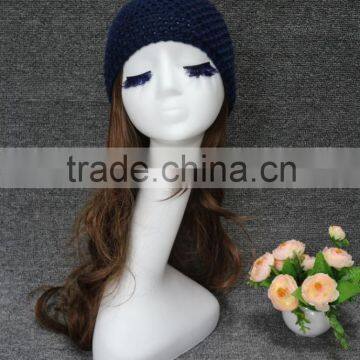 Women hot sale Fashion Knit Headband With Real Raccoon Fur Pompom