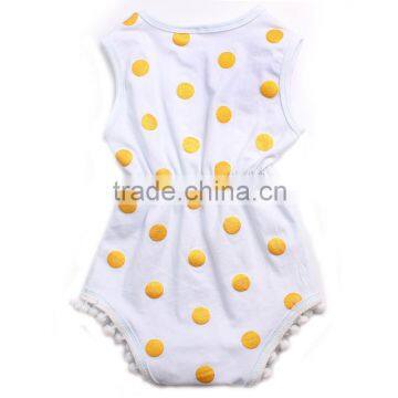 Plain White Baby Rompers White and Yellow Spot Rompers Baby Girls Rompers Jumpsuits photo-2