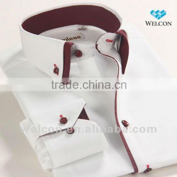 100% cotton stylish Italian style long sleeve latest design fashion business dress white men's brand shirt