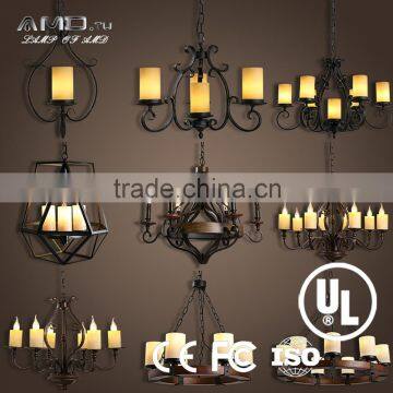 American Rural Style Beauty Lamp Glass Iron Lighting Pendant Light photo-3