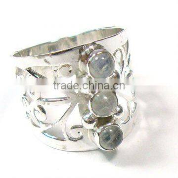 Indian silver jewelry 925 sterling silver rainbow moonstone rings